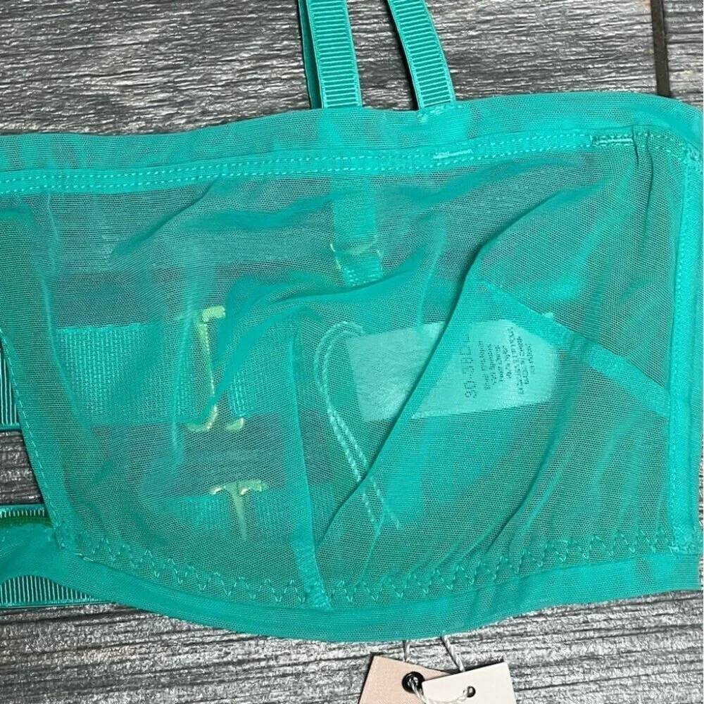 NWT We are HAH Free People Bra Fits 30-38C Teal Mesh Sheer 30C 32C 34C 36C 38C